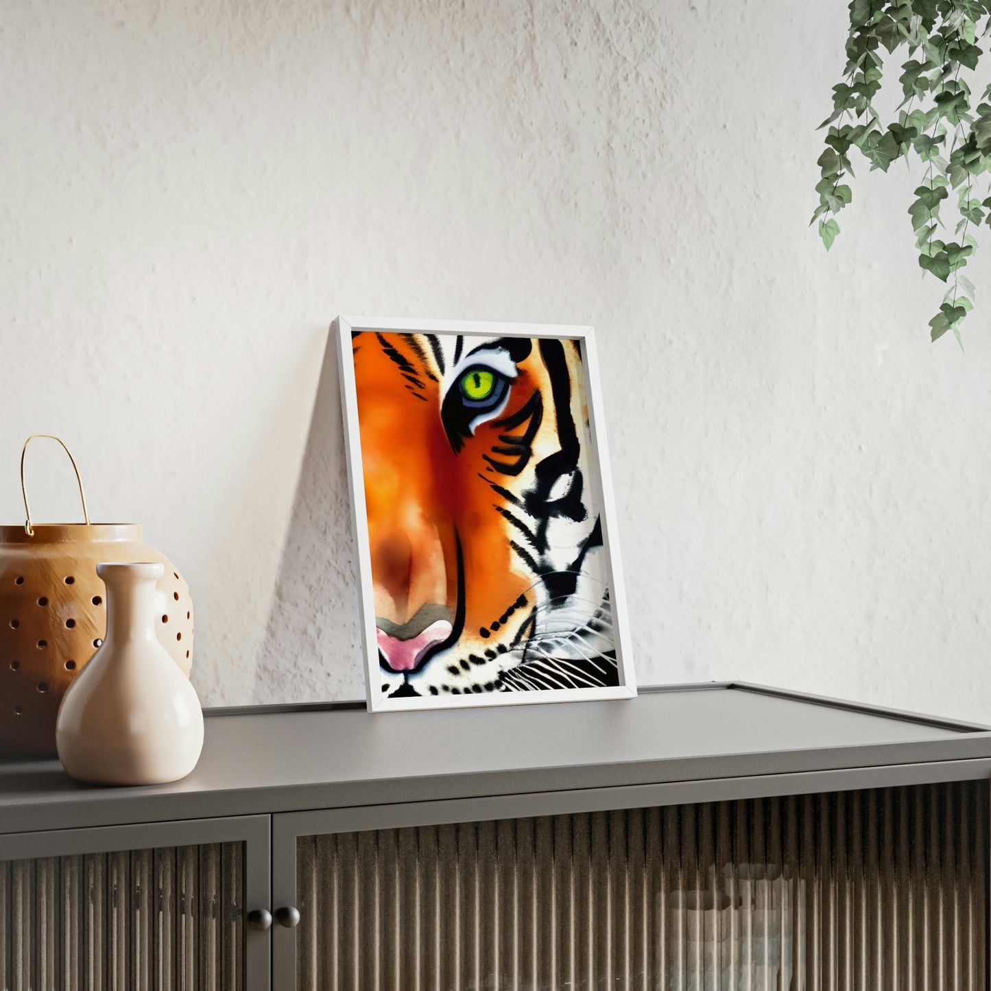 TIGER Poster with Wooden Frame