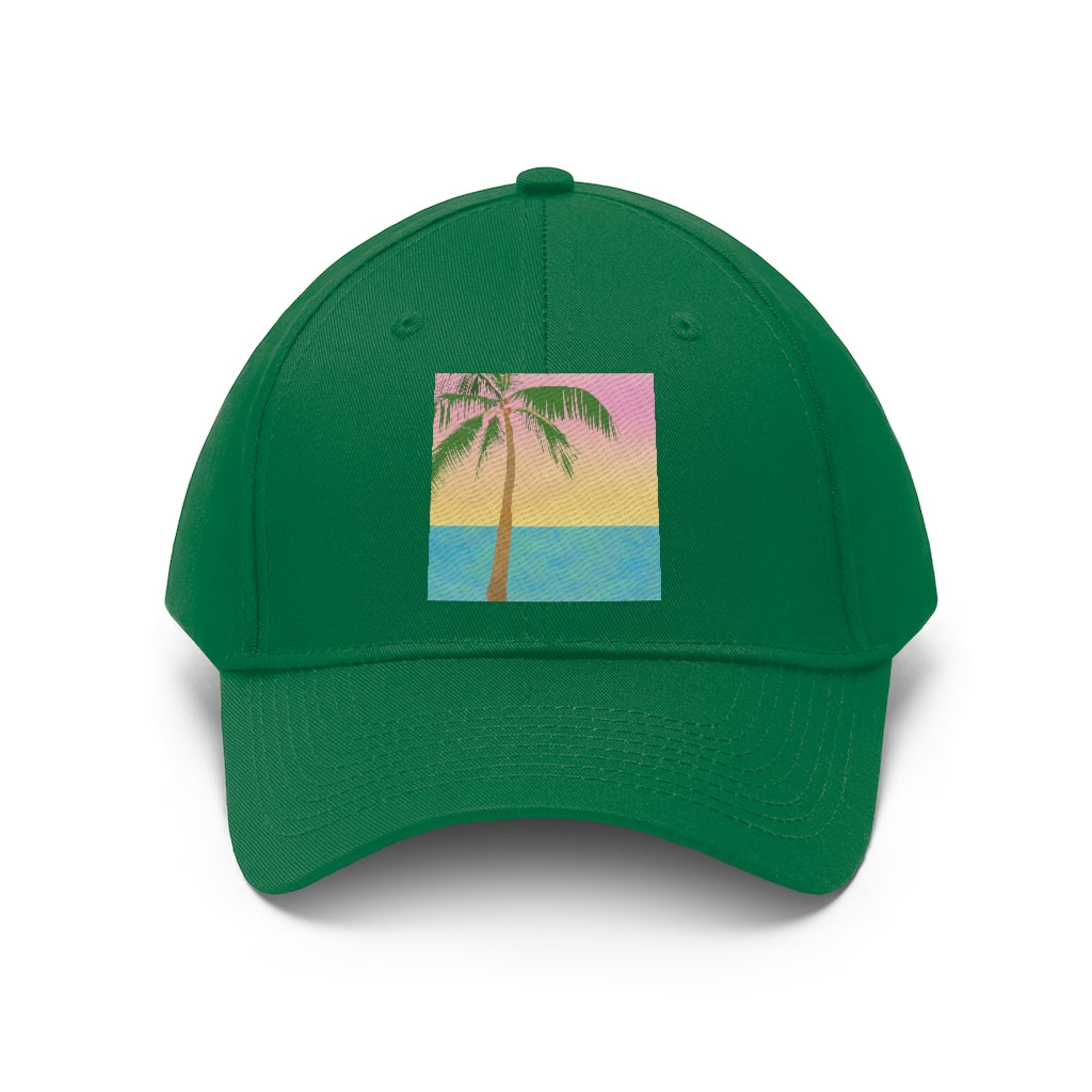 Tropical Palm Tree Scene - Unisex Twill Hat