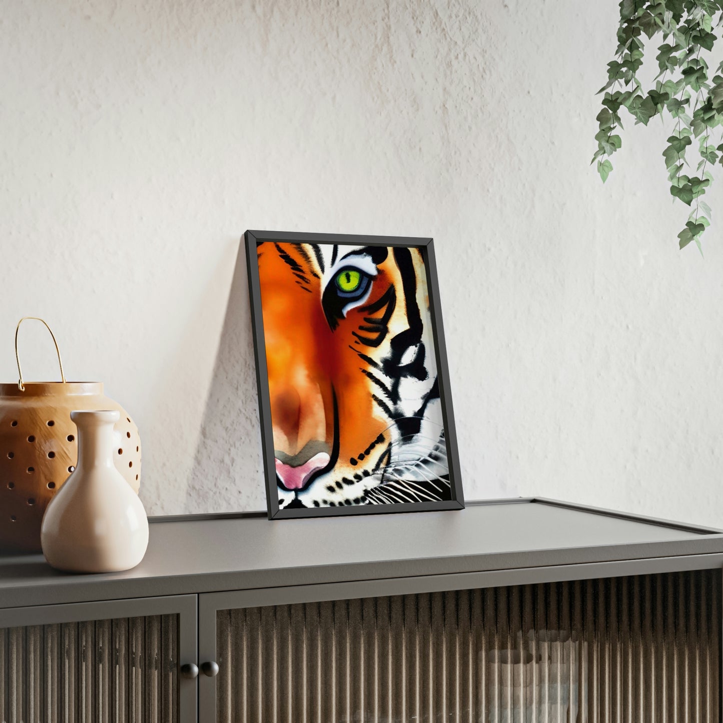 TIGER Poster with Wooden Frame