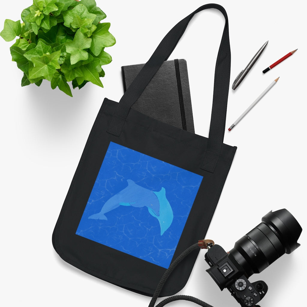 Organic Canvas Tote Bag - Dolphins Swimming