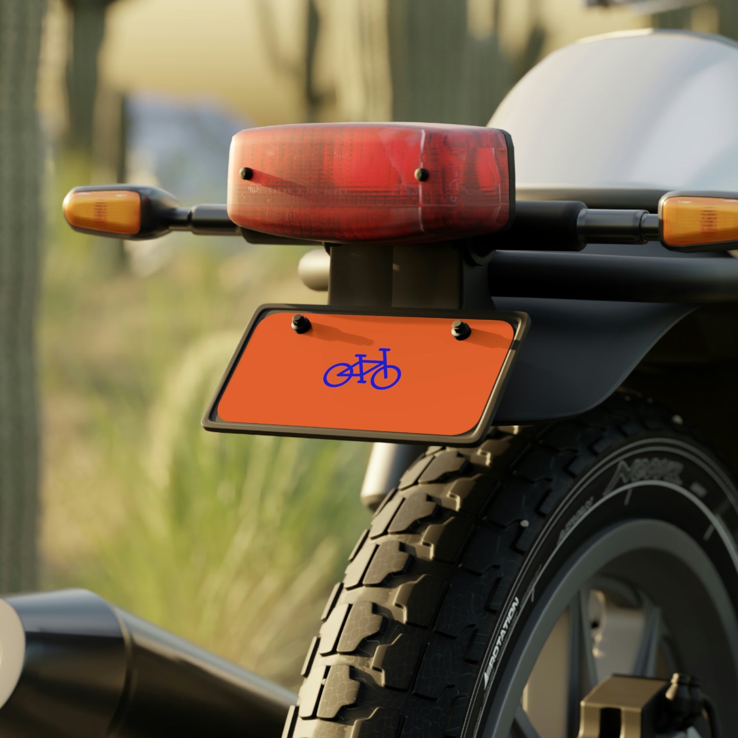 Mini License Plate - Orange + Dark Blue