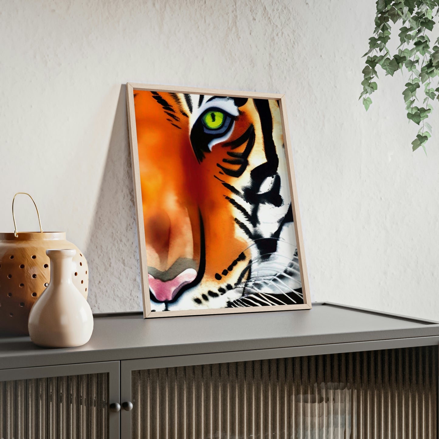 TIGER Poster with Wooden Frame