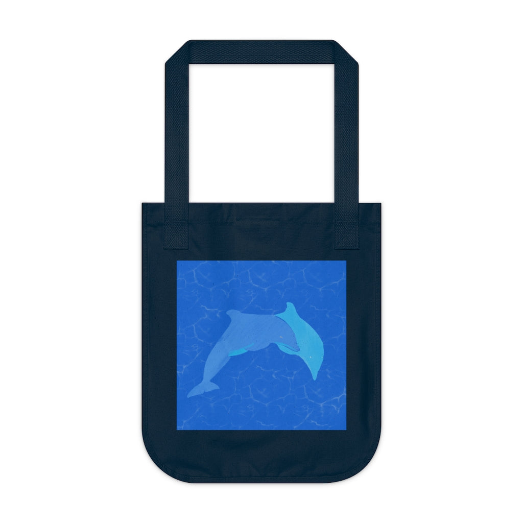 Organic Canvas Tote Bag - Dolphins Swimming