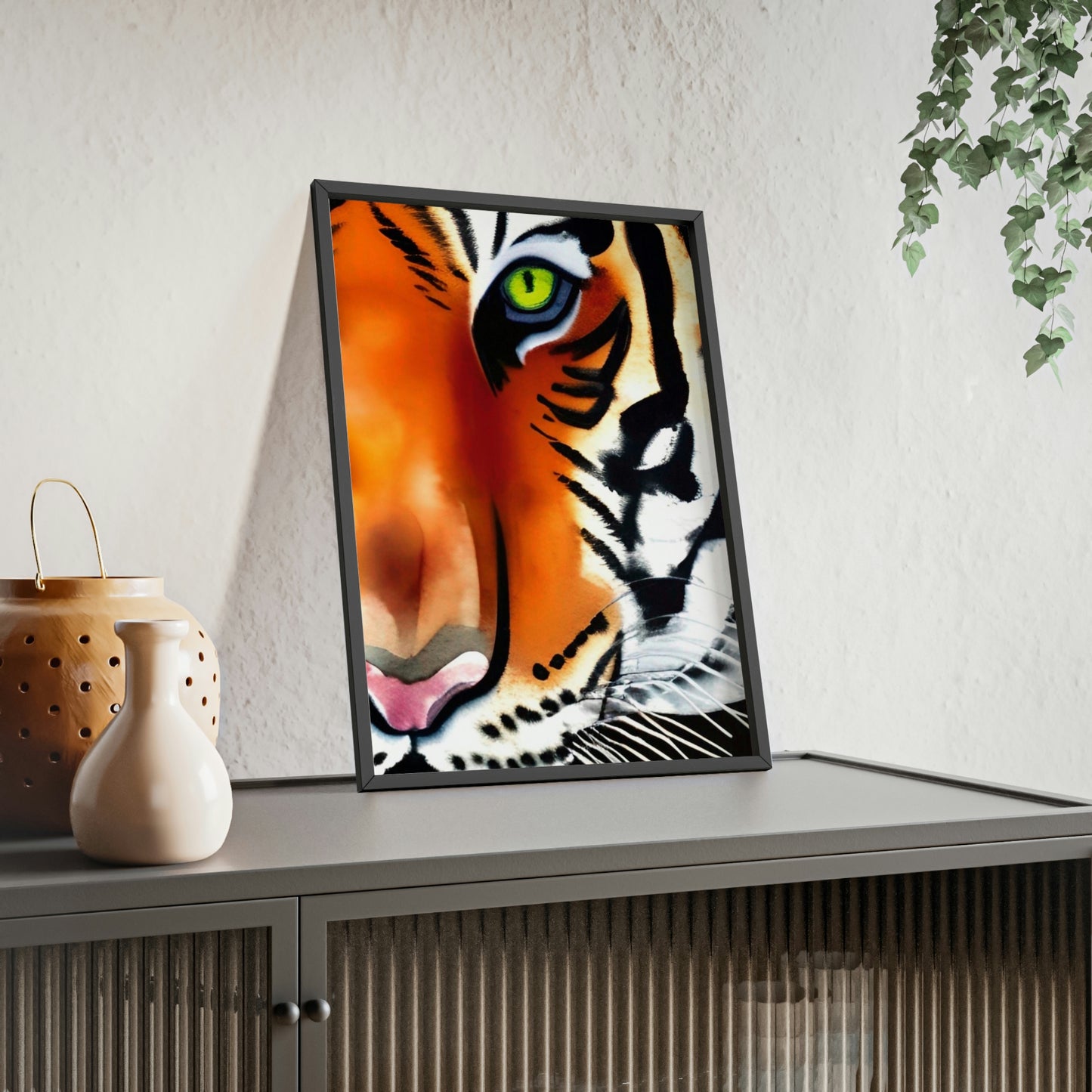 TIGER Poster with Wooden Frame