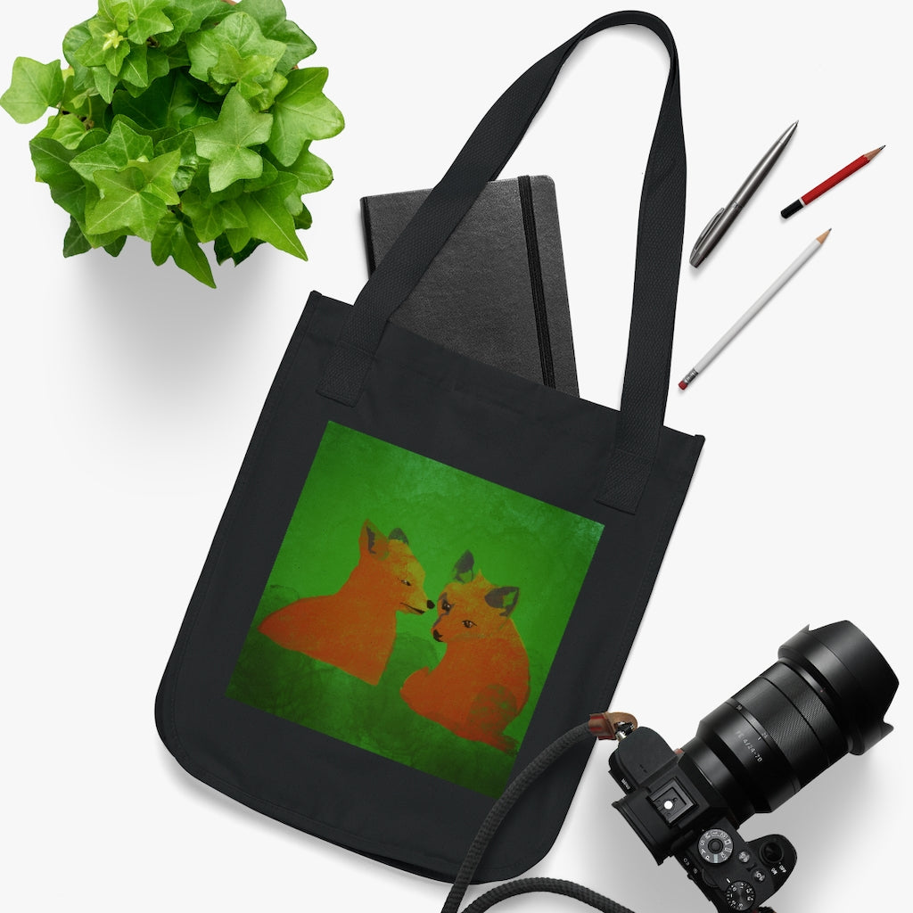 Organic Canvas Tote Bag - Foxes