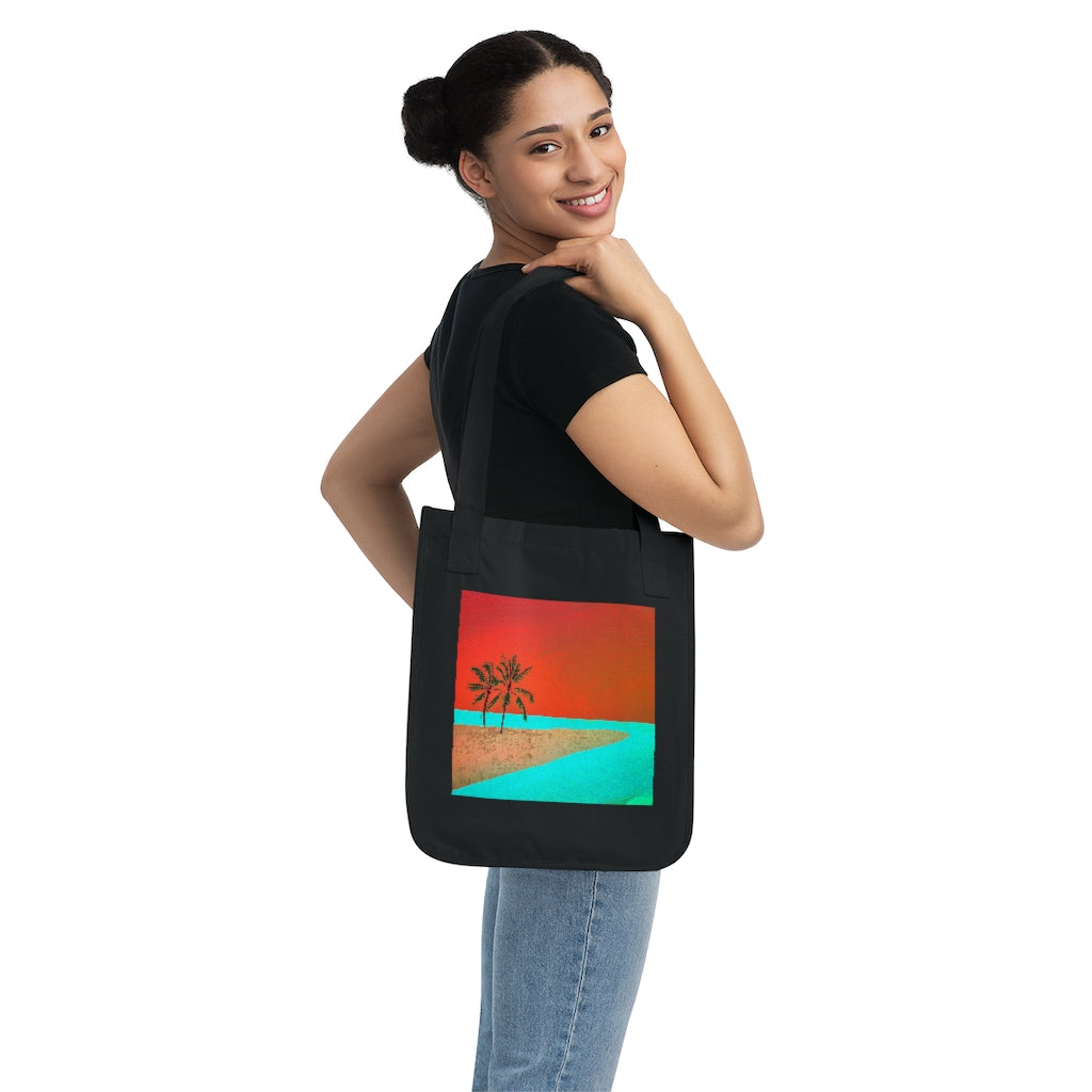 Organic Canvas Tote Bag - Tropical Scene