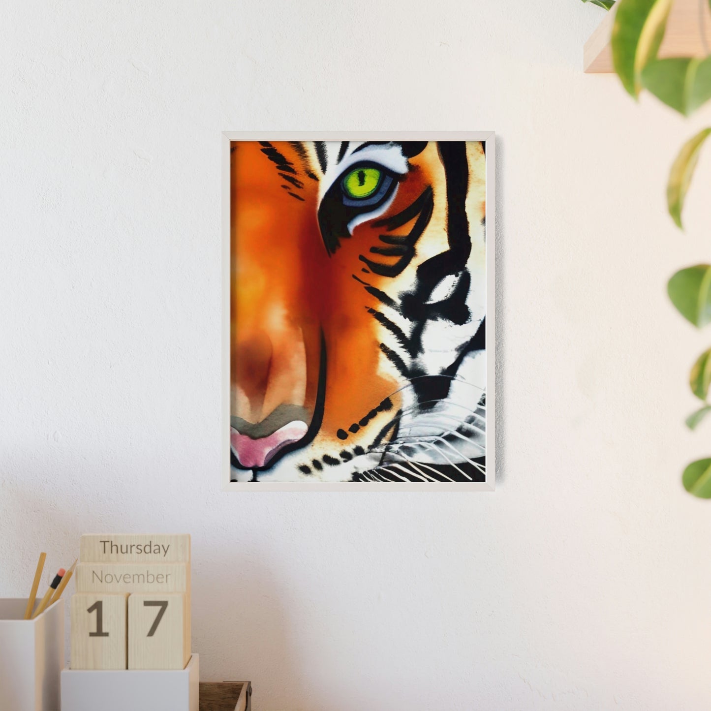 TIGER Poster with Wooden Frame
