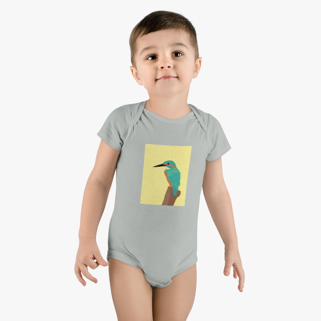 Kingfisher Bird Design - Baby Short Sleeve Onesie®