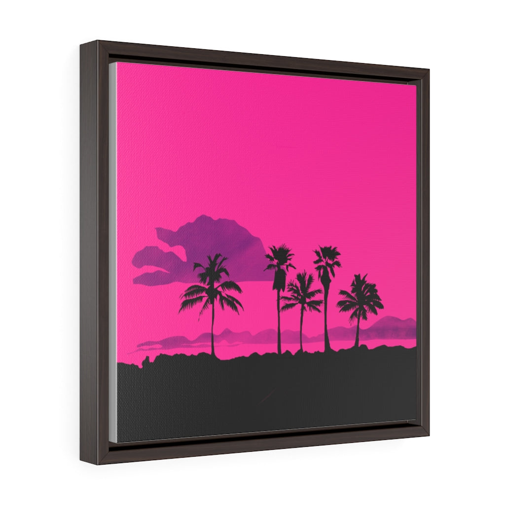 Palm Tree Scene - Square Framed Premium Gallery Wrap Canvas