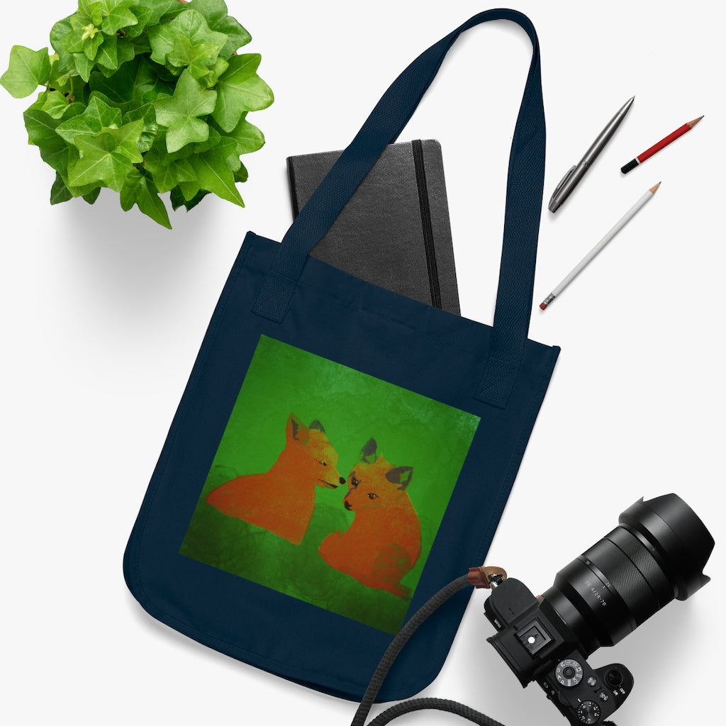 Organic Canvas Tote Bag - Foxes