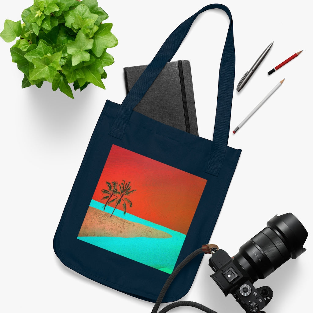 Organic Canvas Tote Bag - Tropical Scene
