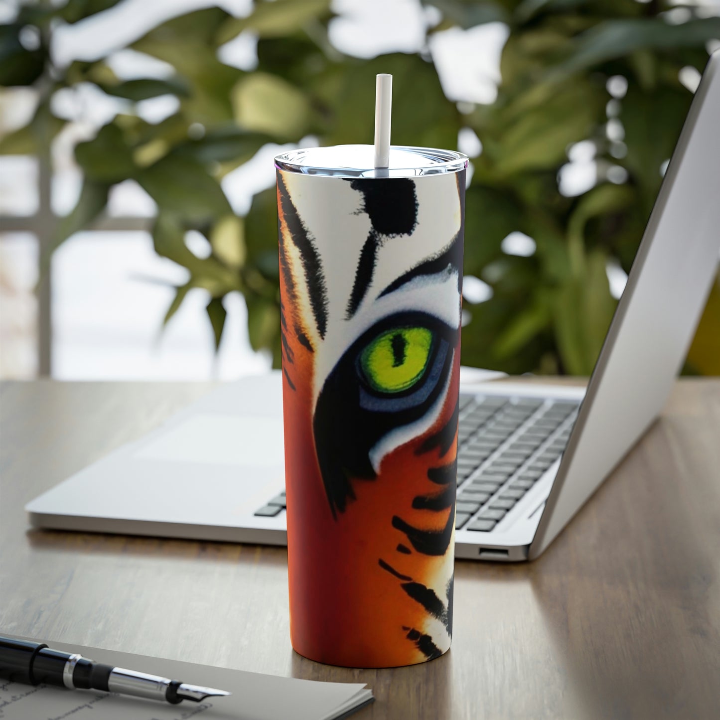 TIGER - Skinny Steel Tumbler with Straw, 20oz