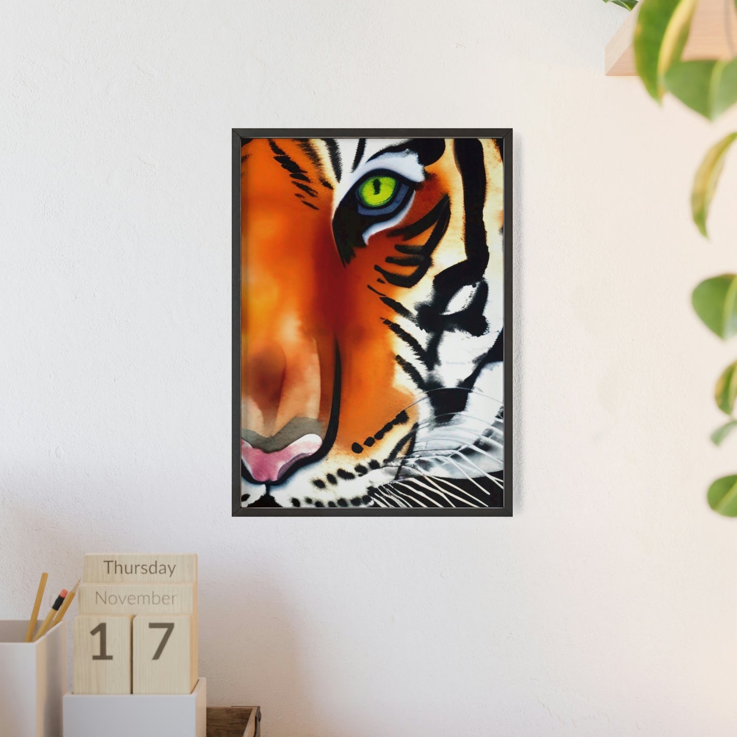 TIGER Poster with Wooden Frame