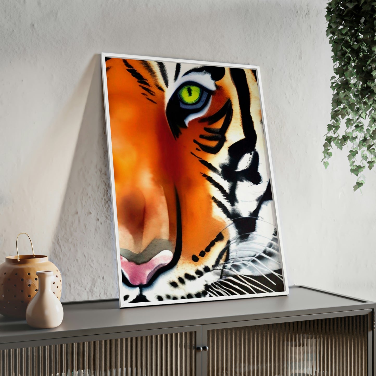 TIGER Poster with Wooden Frame