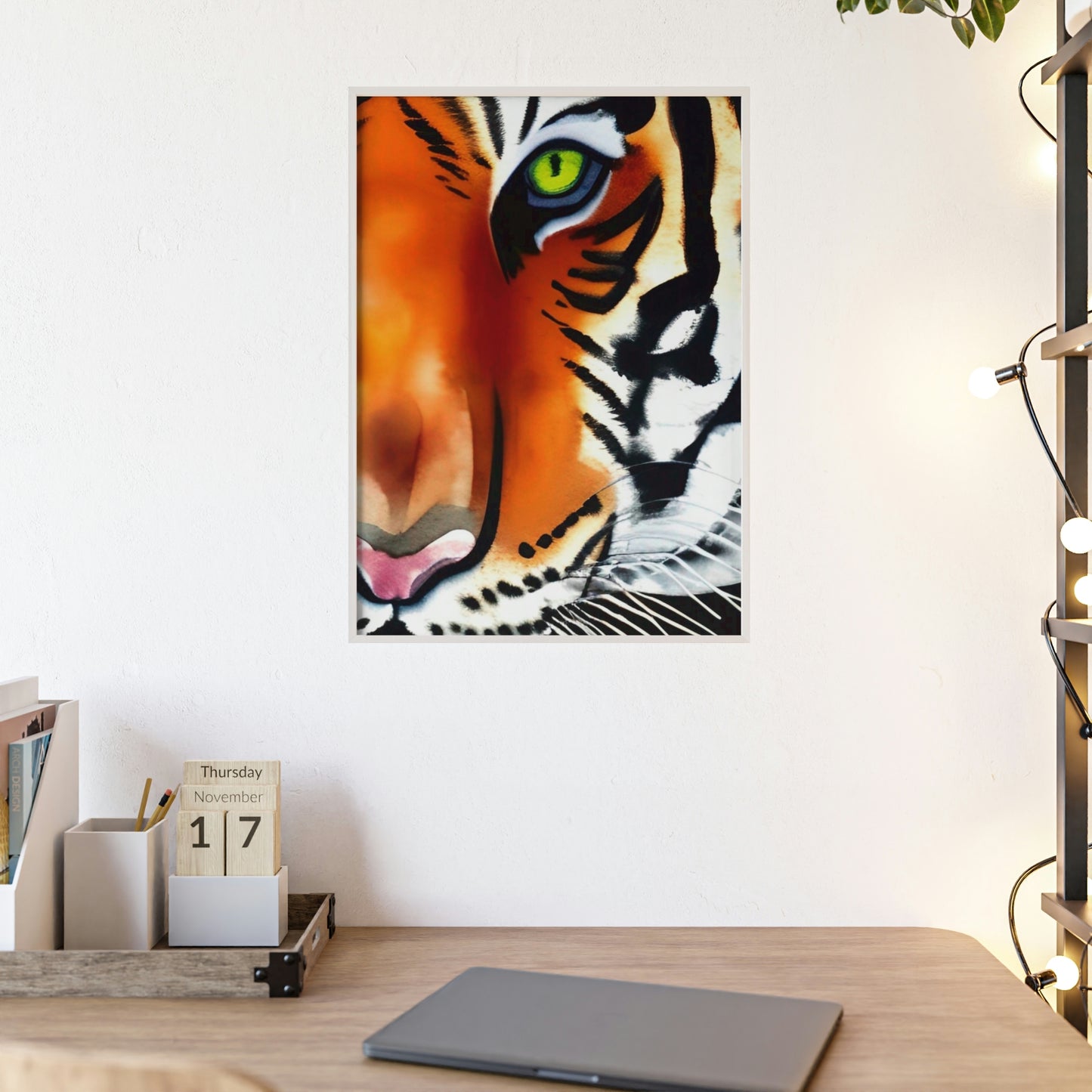 TIGER Poster with Wooden Frame