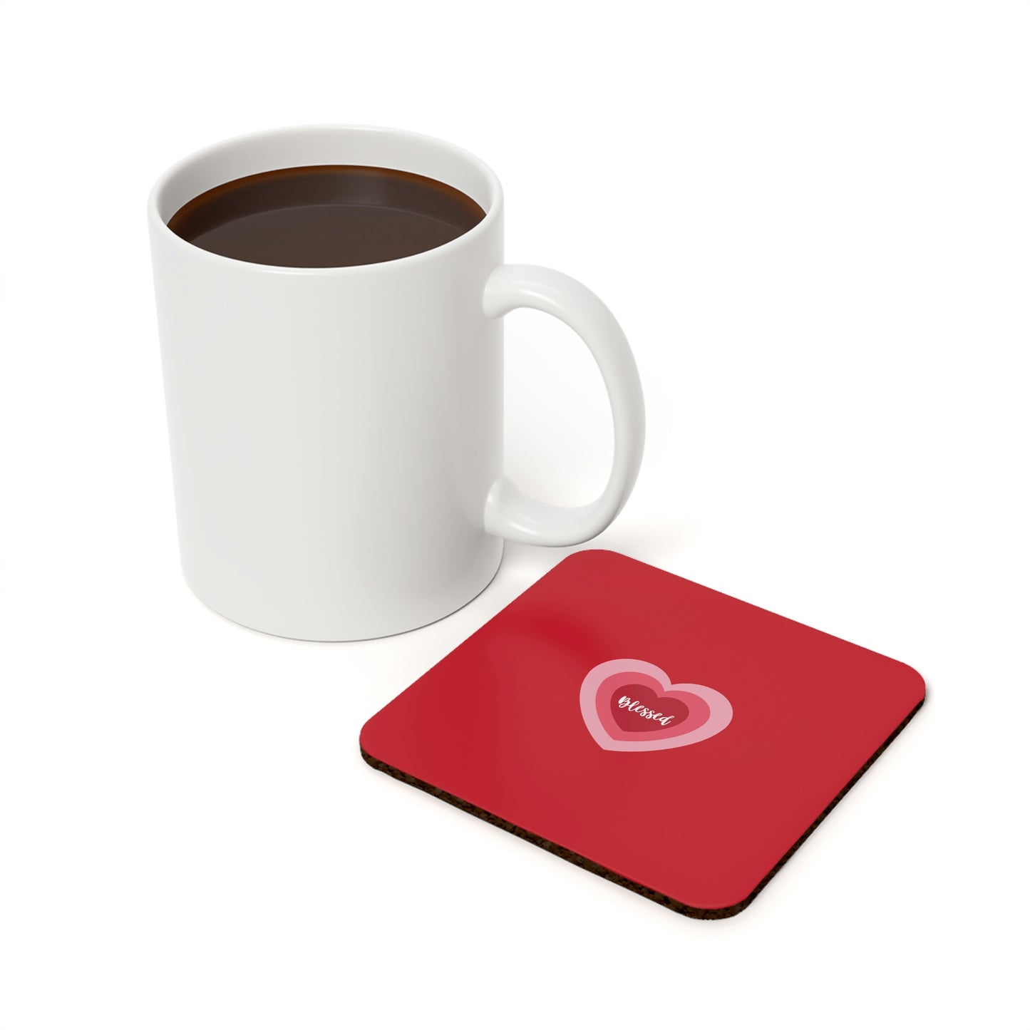 Blessed - Cork Back Coaster - Red