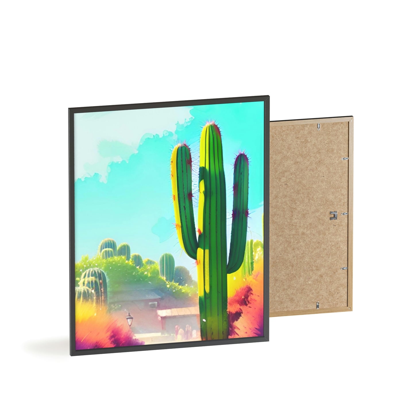 Desert Cactus Poster with Wooden Frame