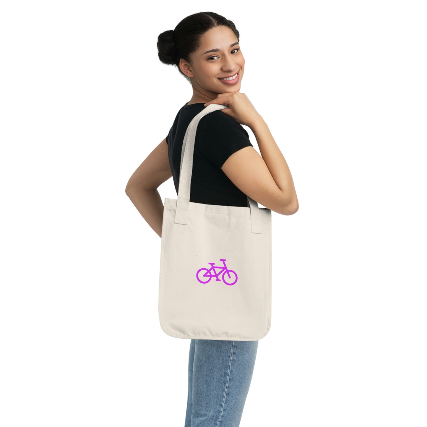 Organic Canvas Tote Bag - Pink Bike