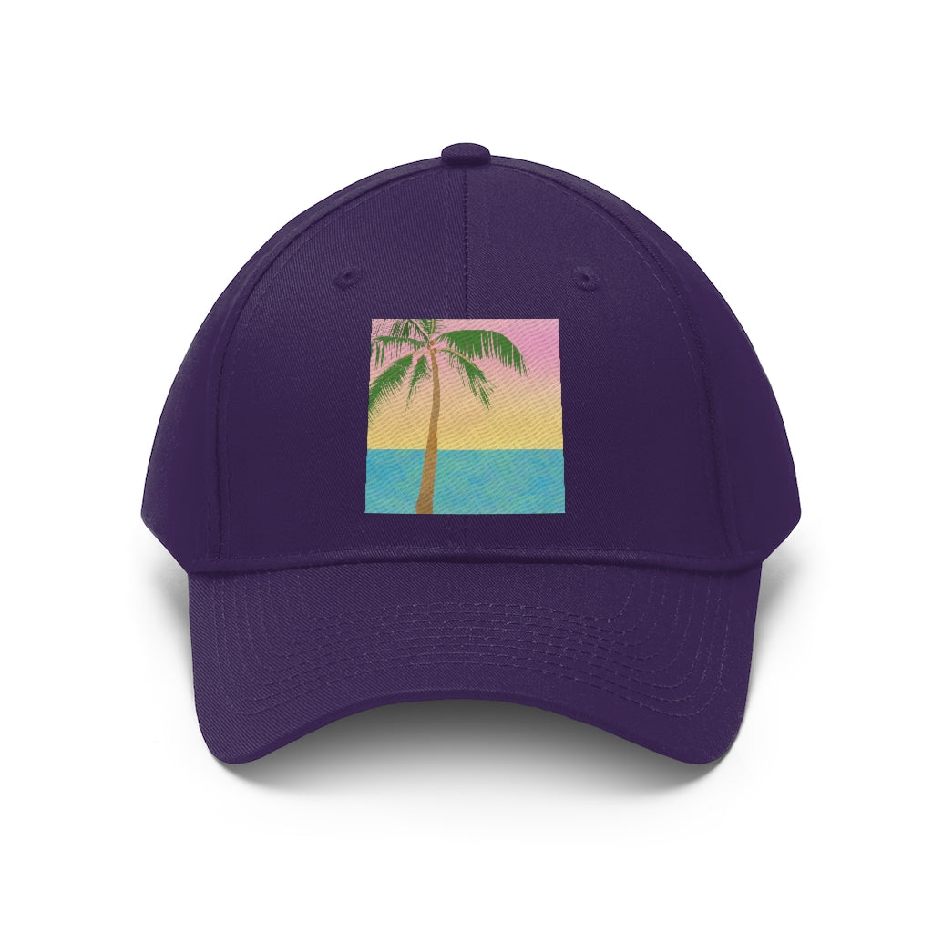 Tropical Palm Tree Scene - Unisex Twill Hat
