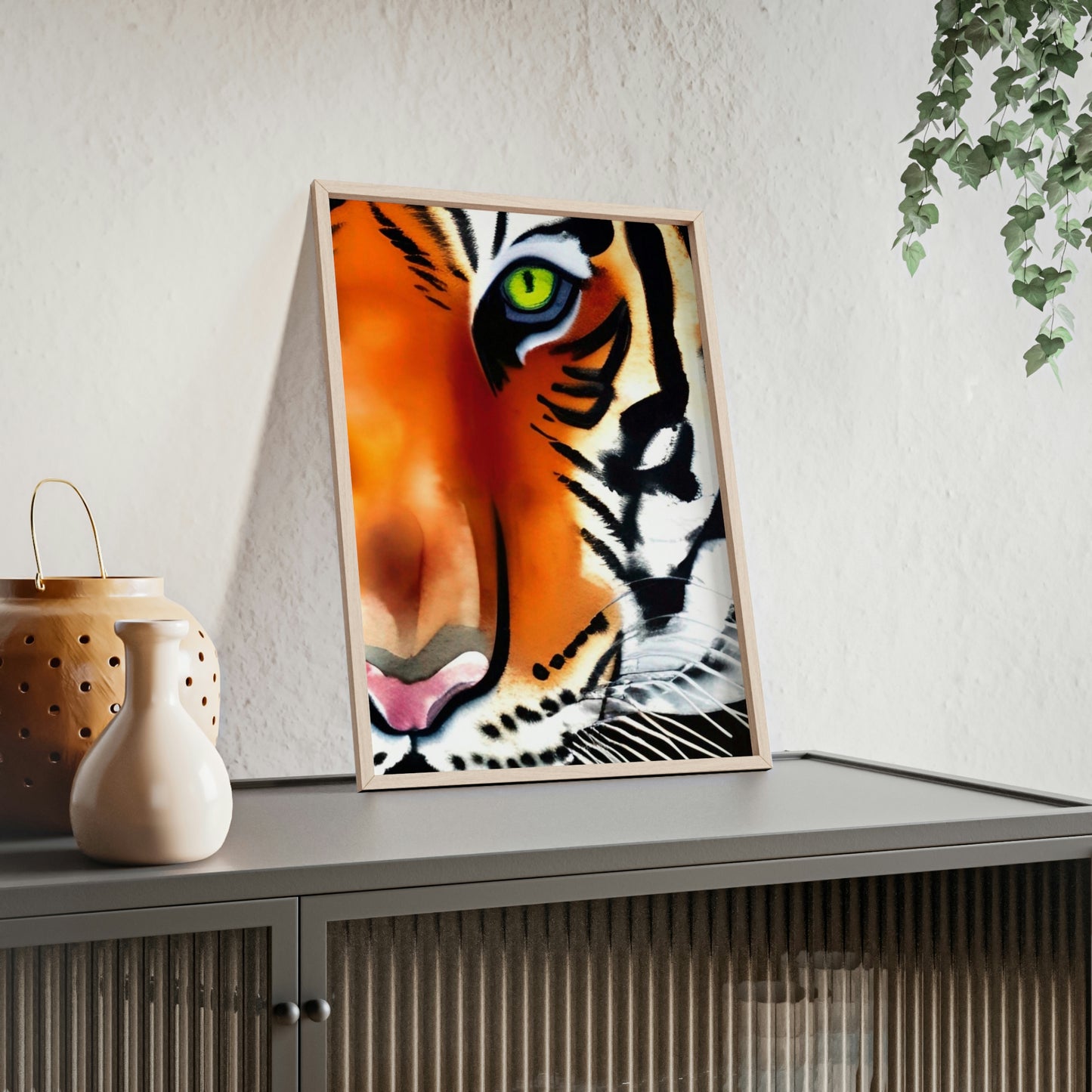TIGER Poster with Wooden Frame