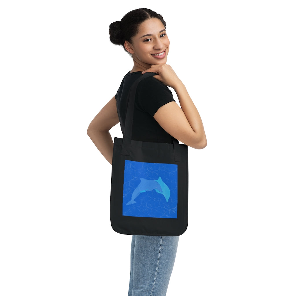 Organic Canvas Tote Bag - Dolphins Swimming