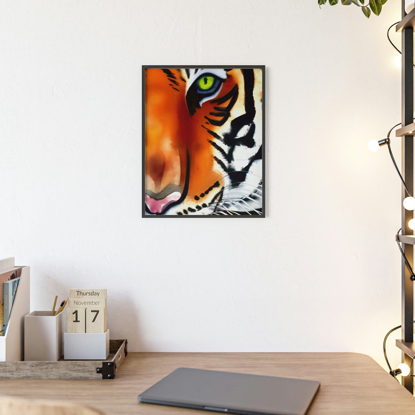 TIGER Poster with Wooden Frame