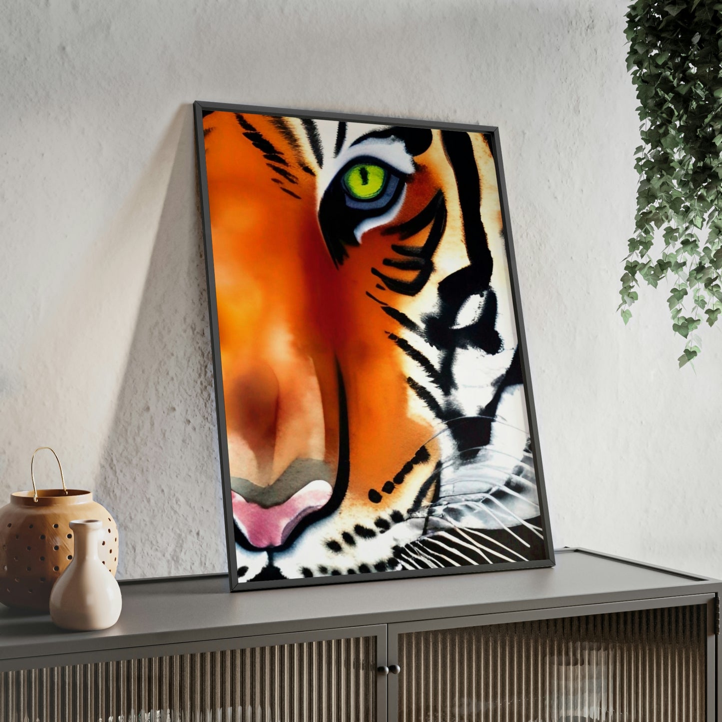 TIGER Poster with Wooden Frame