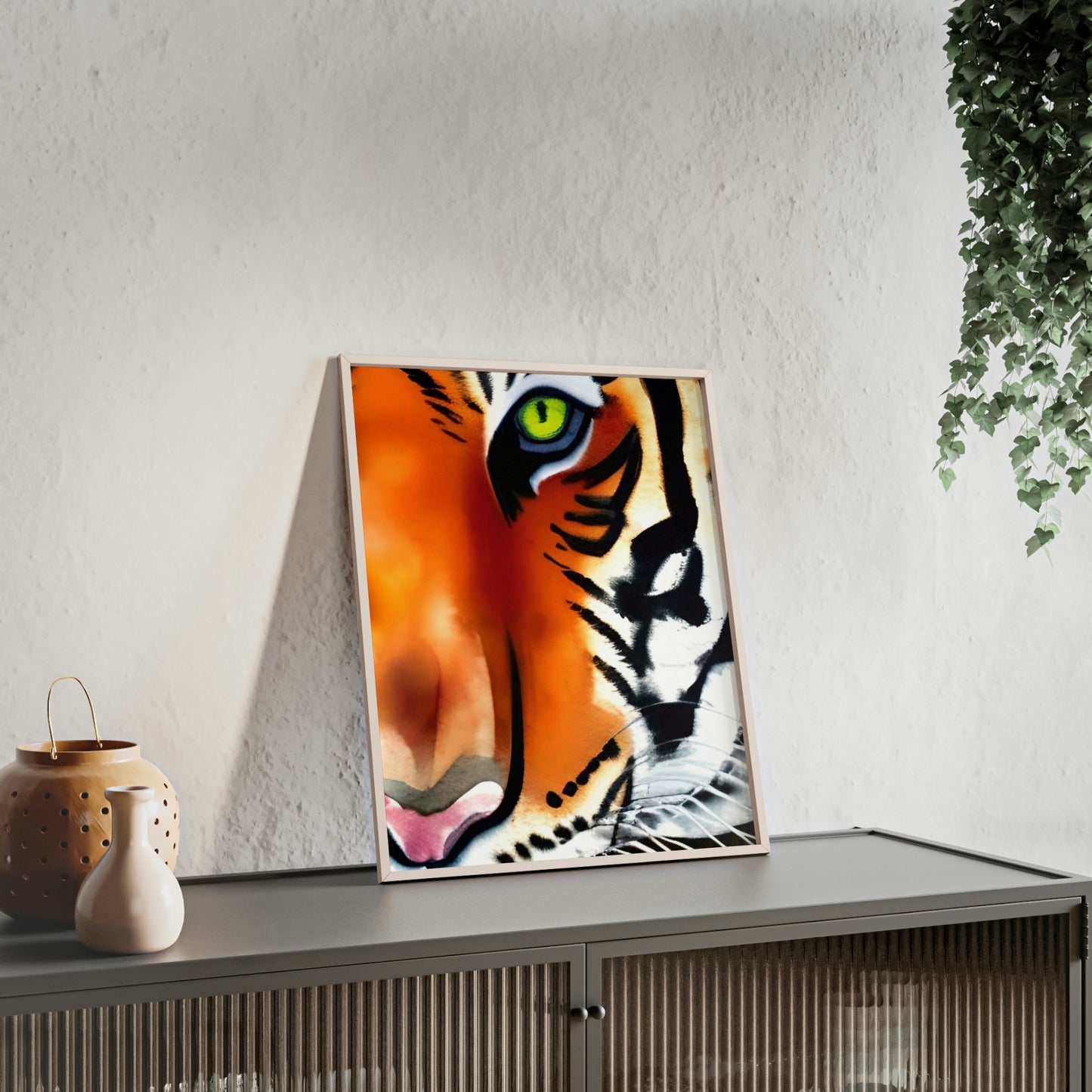 TIGER Poster with Wooden Frame