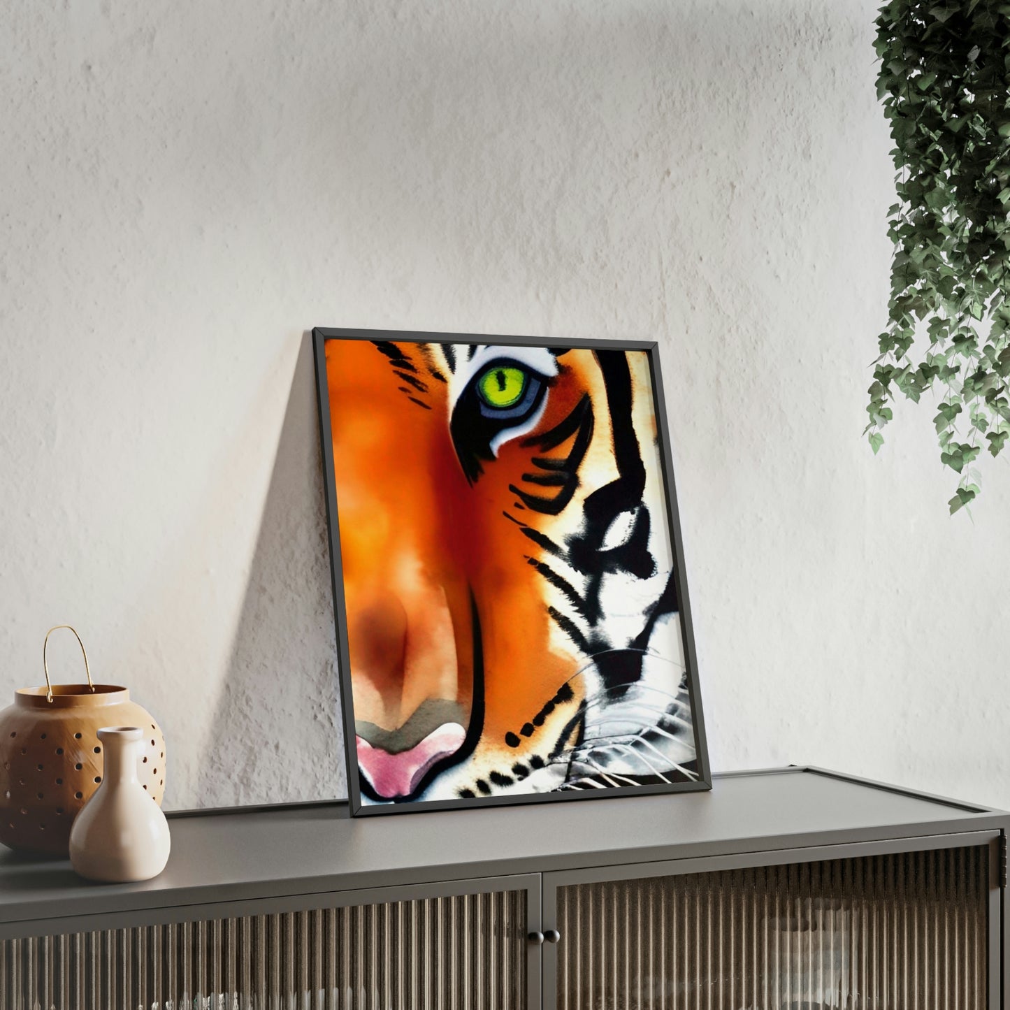 TIGER Poster with Wooden Frame