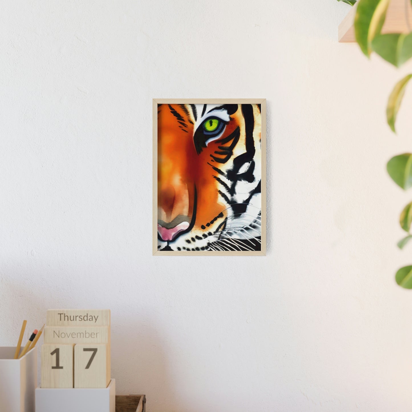 TIGER Poster with Wooden Frame