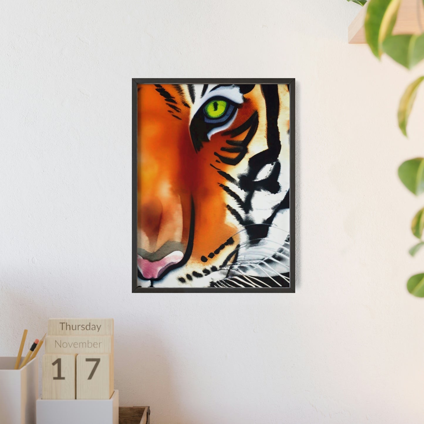 TIGER Poster with Wooden Frame