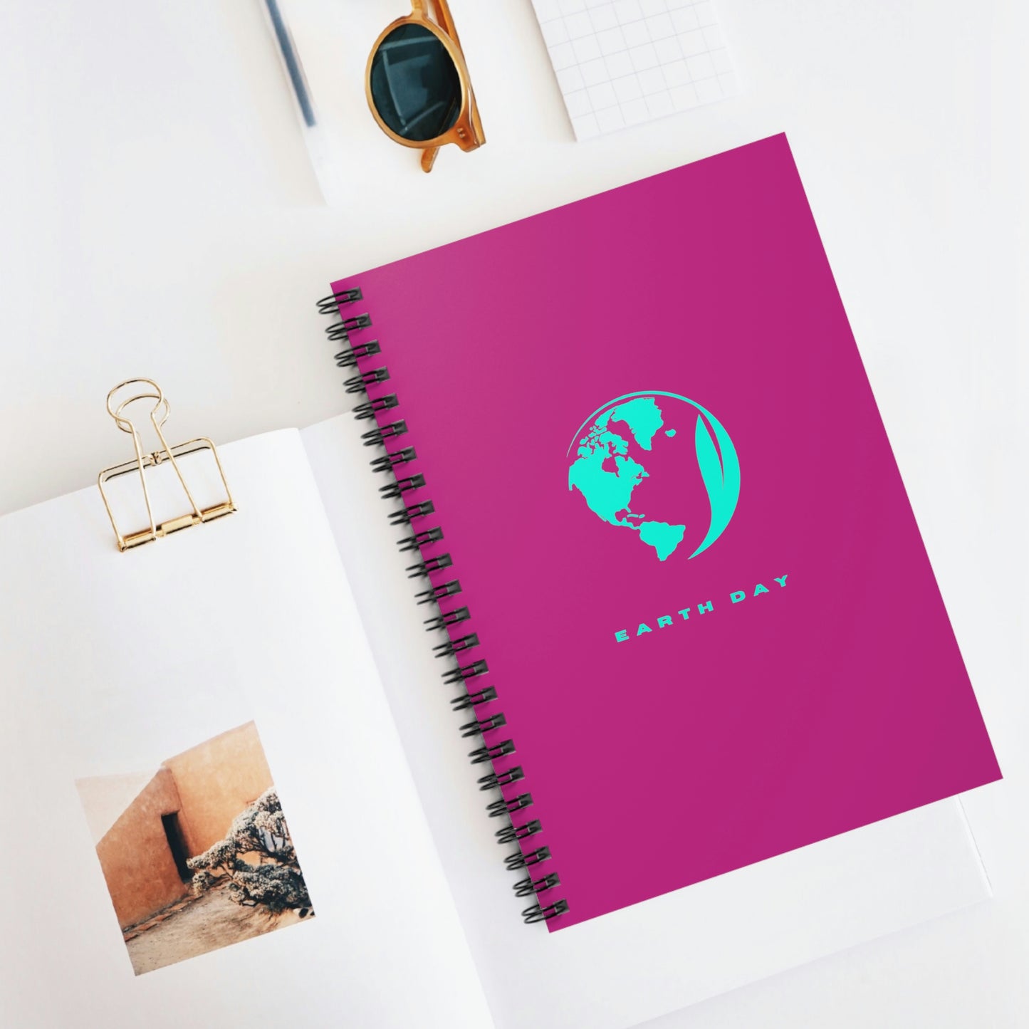 EARTH DAY - Spiral Notebook - Ruled Line - Pink Cover