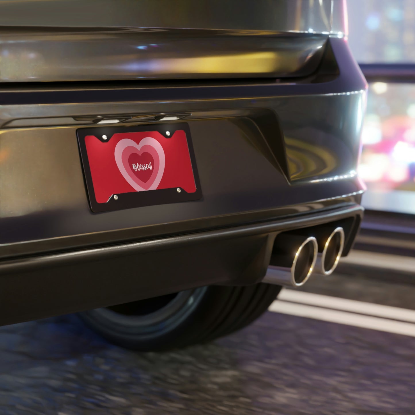 Blessed Heart License Plate - Red