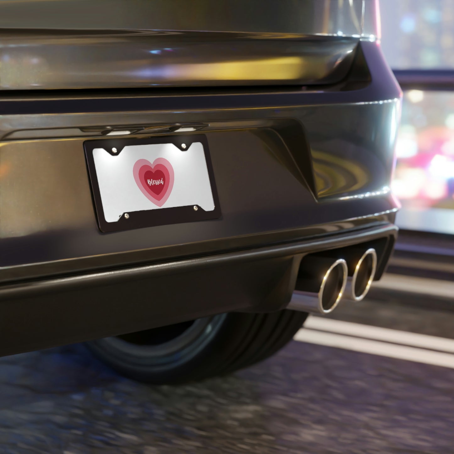 Blessed Heart License Plate - White