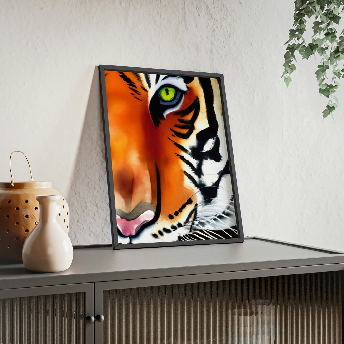TIGER Poster with Wooden Frame