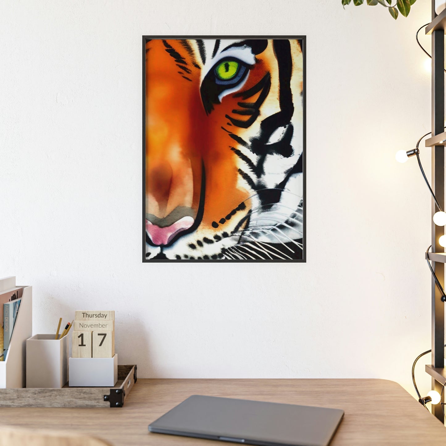 TIGER Poster with Wooden Frame