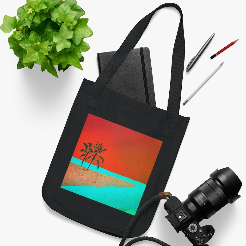 Organic Canvas Tote Bag - Tropical Scene