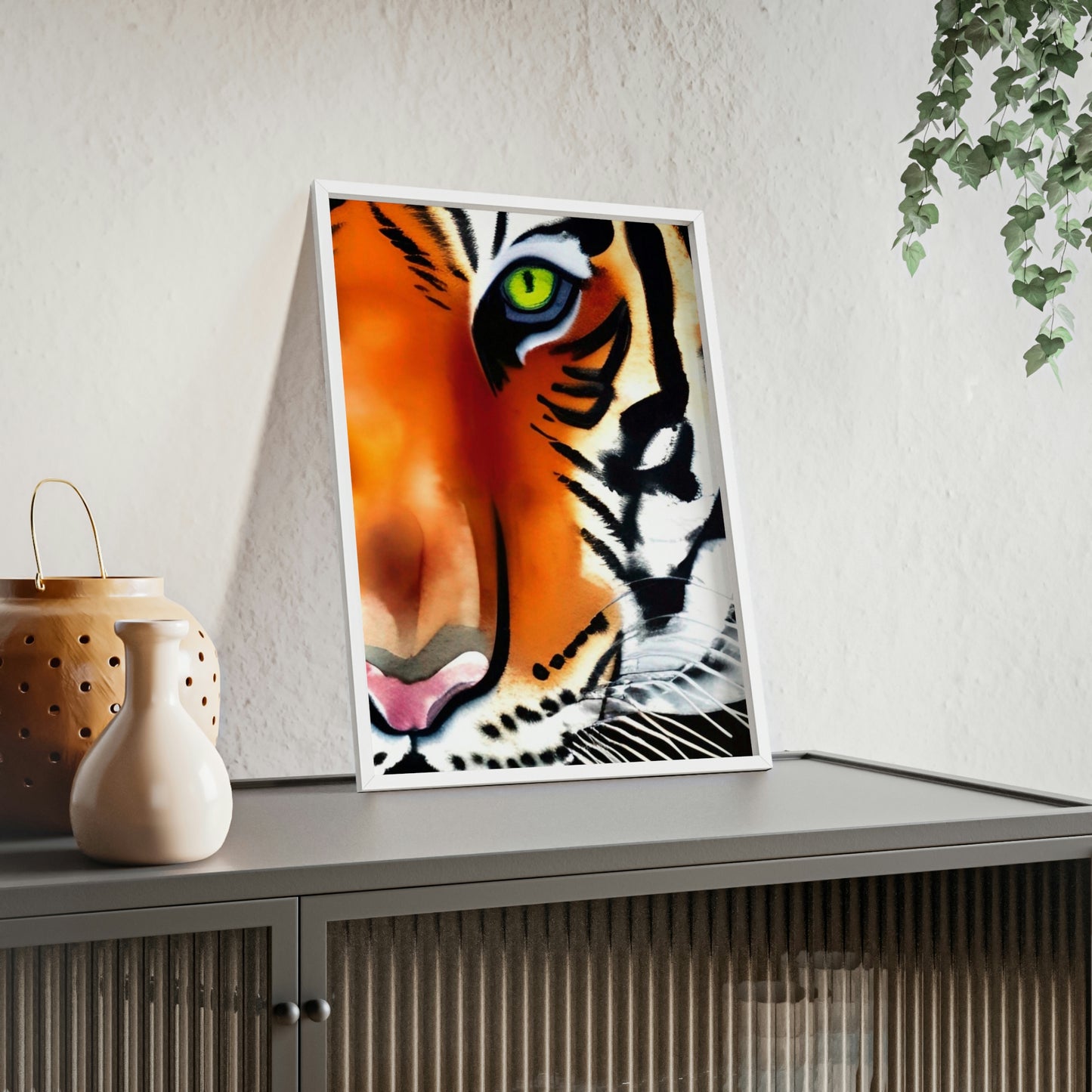 TIGER Poster with Wooden Frame