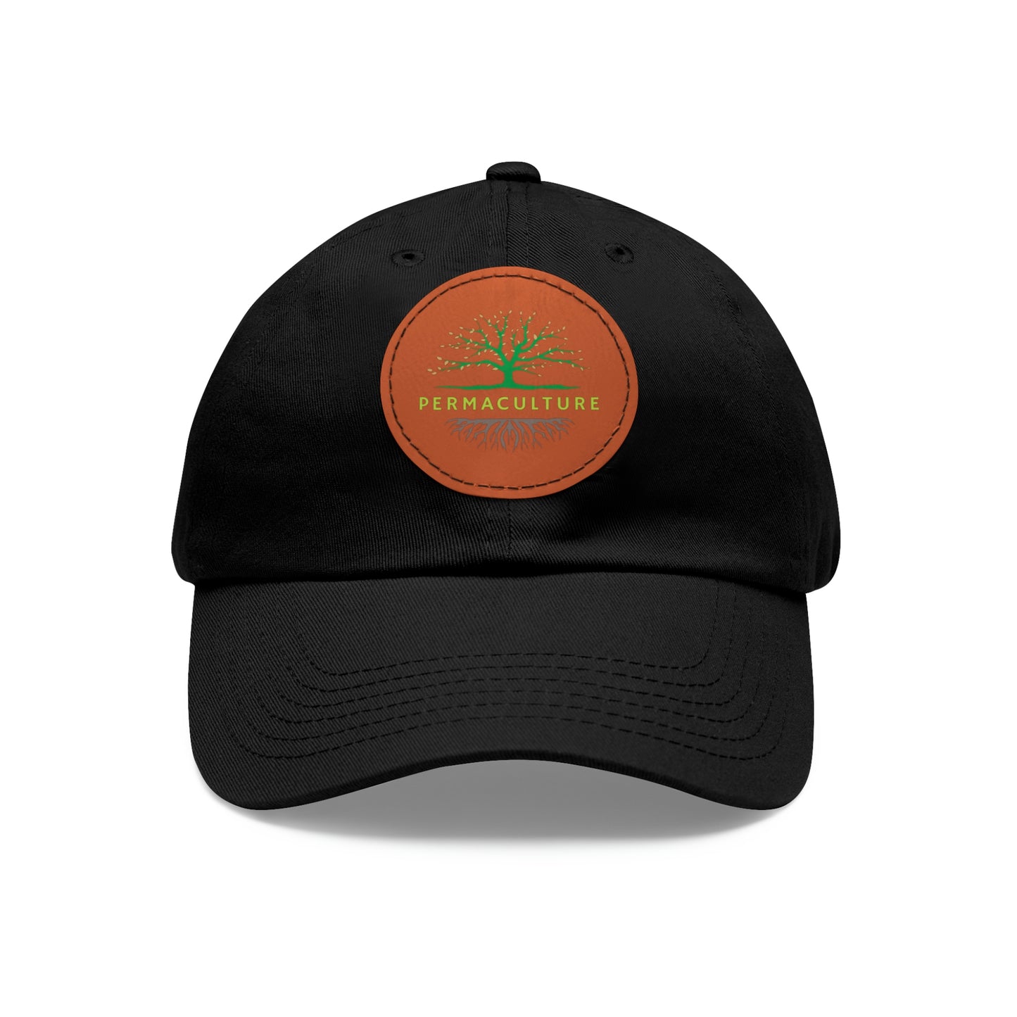 Permaculture - Dad Hat with Round Leather Patch