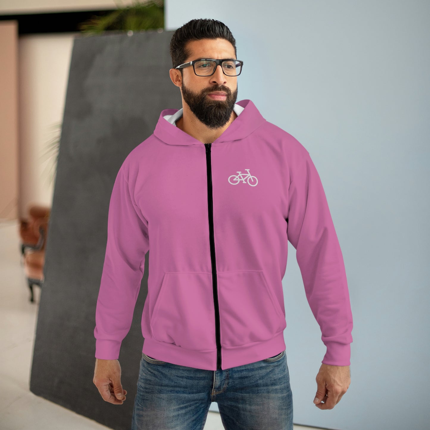 BIKE - Unisex Zip Hoodie - Pink