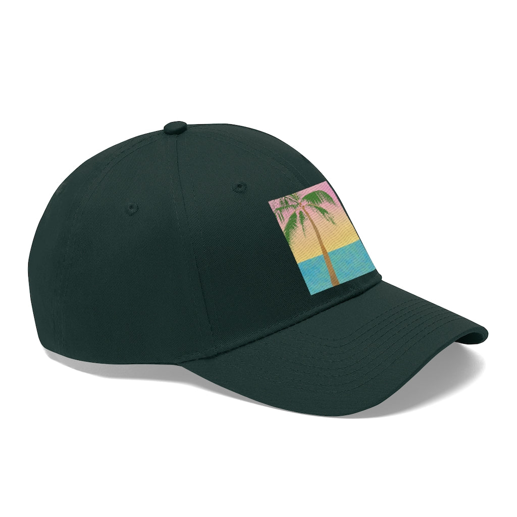 Tropical Palm Tree Scene - Unisex Twill Hat