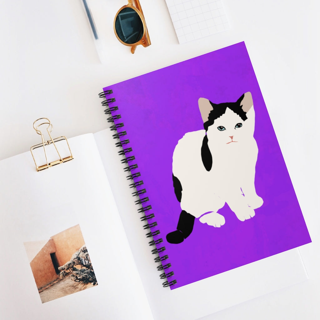 Kitty Cat Spiral Notebook - Ruled Line (Light Purple)