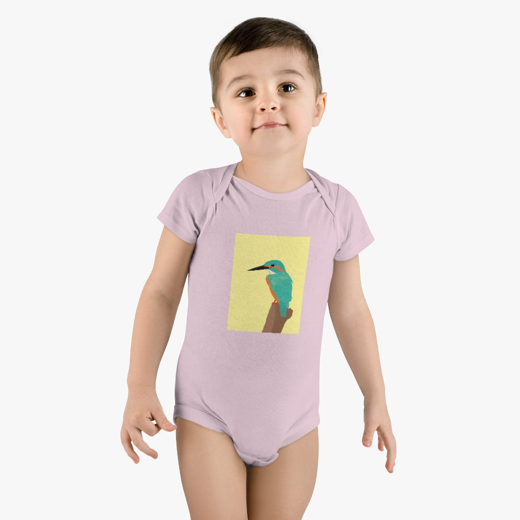 Kingfisher Bird Design - Baby Short Sleeve Onesie®
