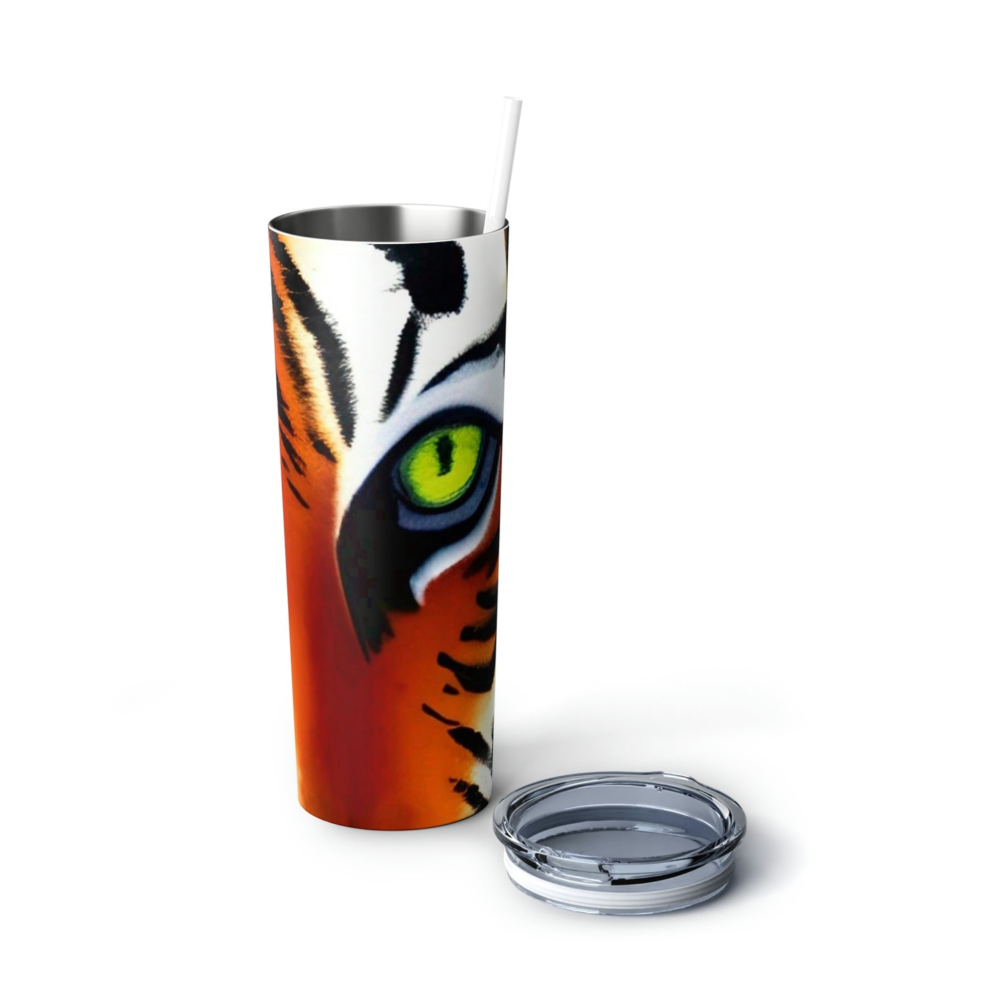 TIGER - Skinny Steel Tumbler with Straw, 20oz