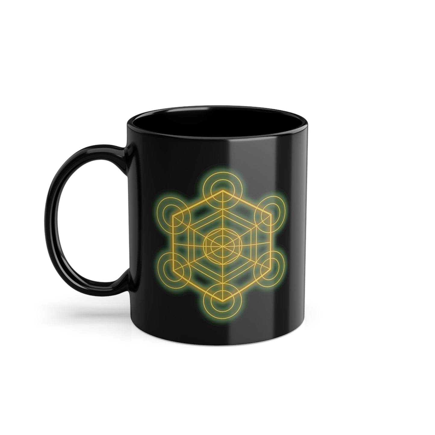 Sacred Geometry - Black Coffee Cup, 11oz