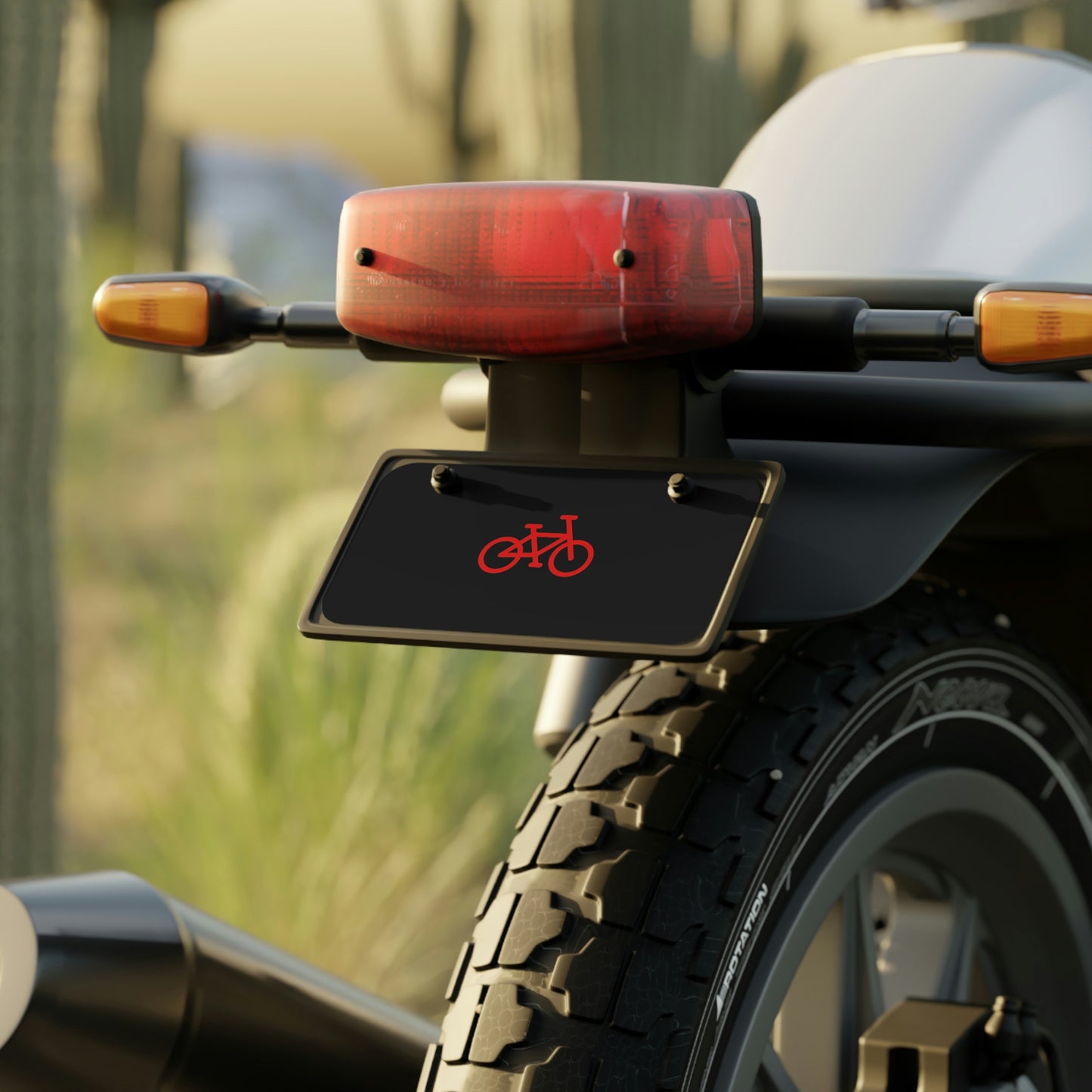 Mini License Plate - Black + Red