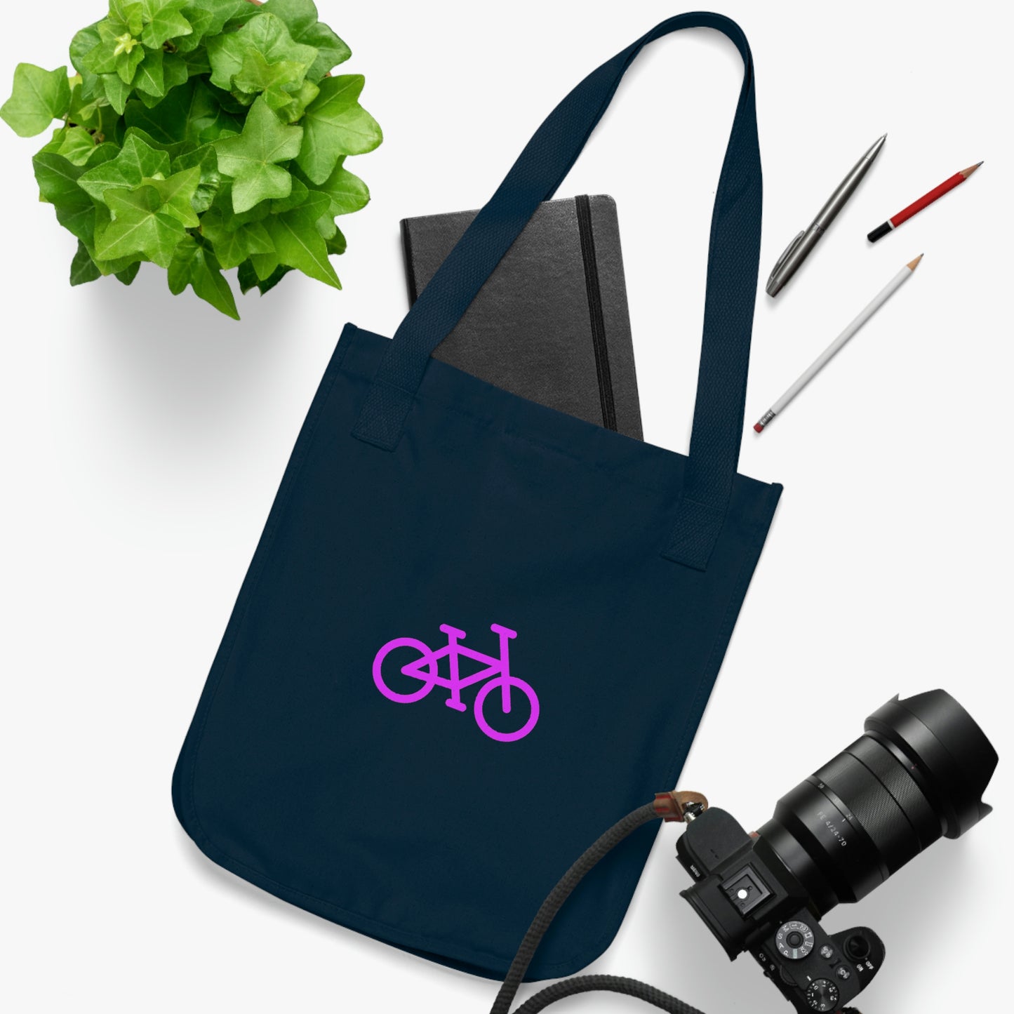 Organic Canvas Tote Bag - Pink Bike