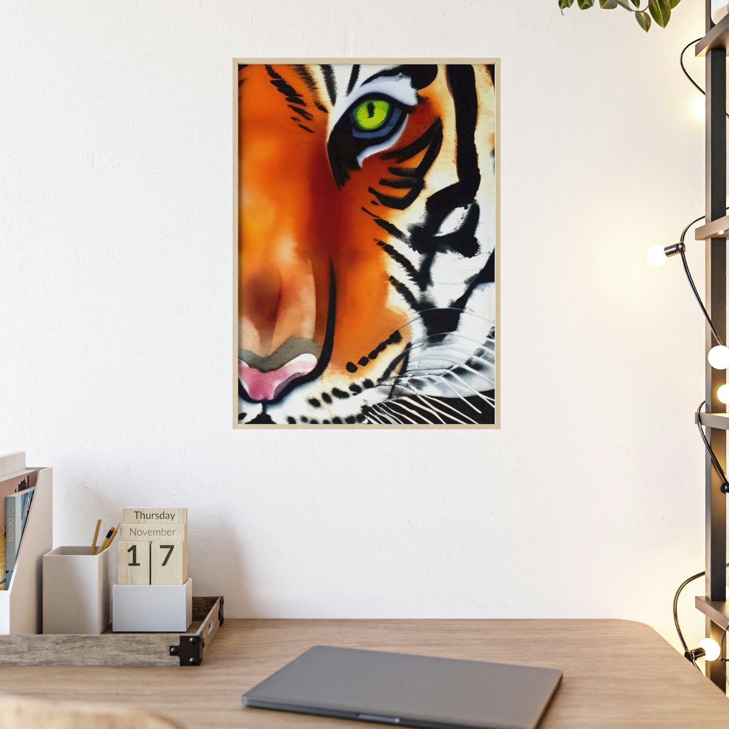 TIGER Poster with Wooden Frame