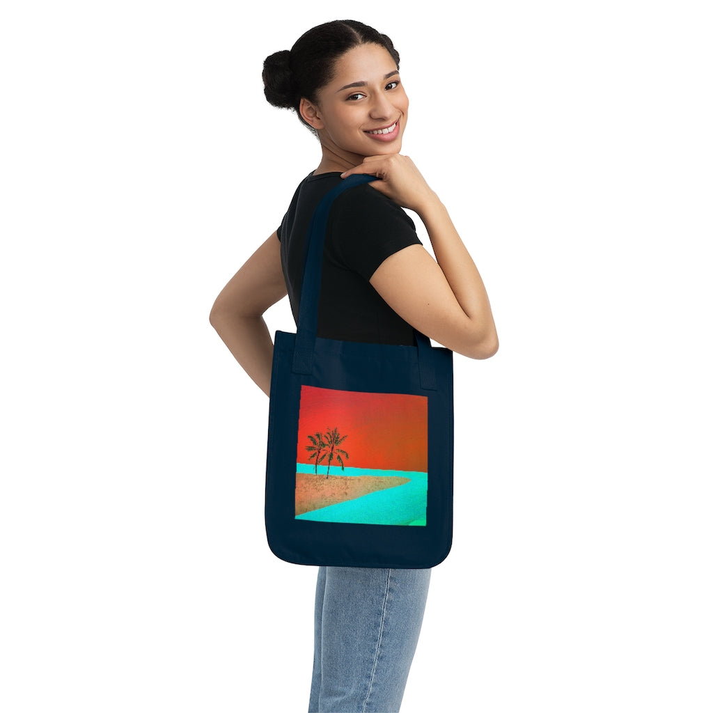 Organic Canvas Tote Bag - Tropical Scene