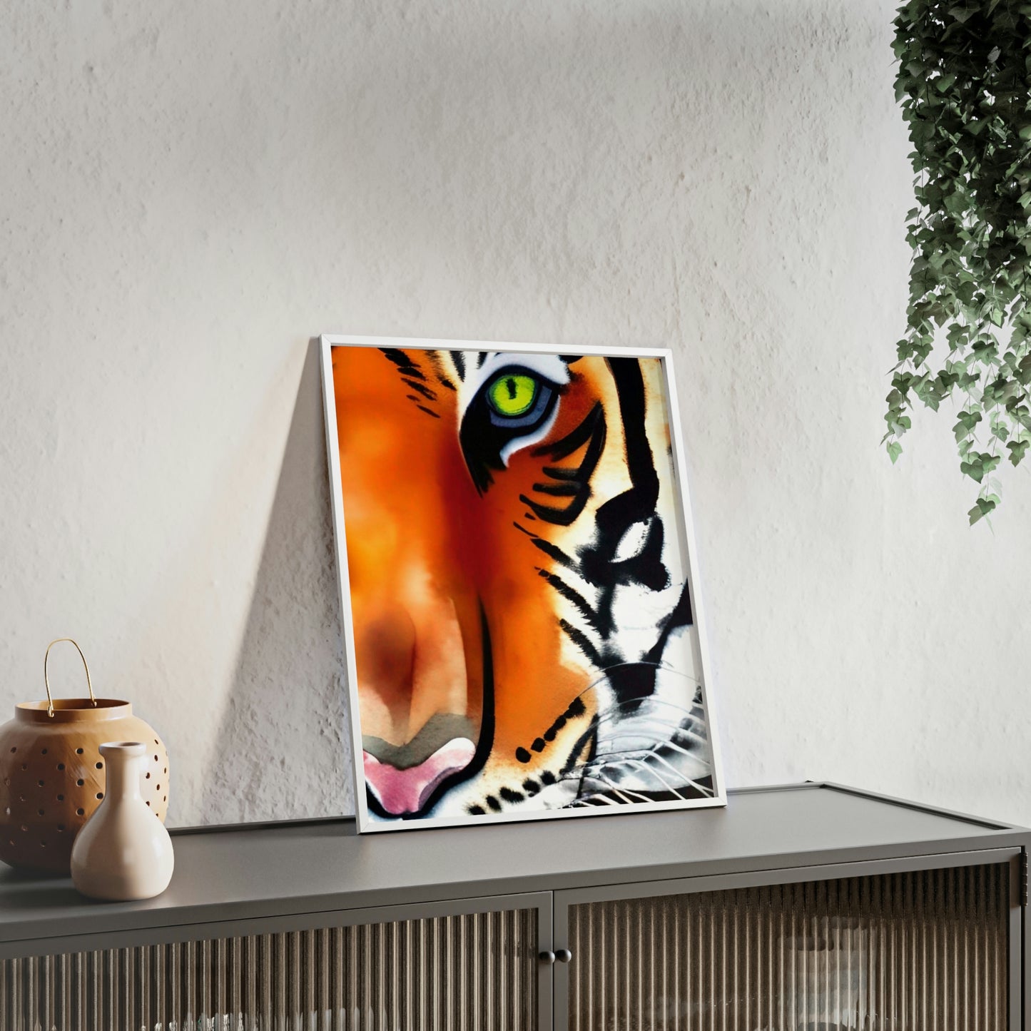TIGER Poster with Wooden Frame